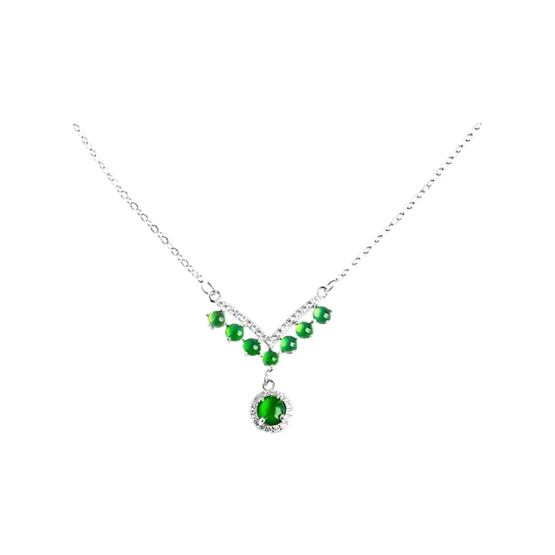 Artisan Lock Heart Jade Ice Glutinous Necklaces Women's-0