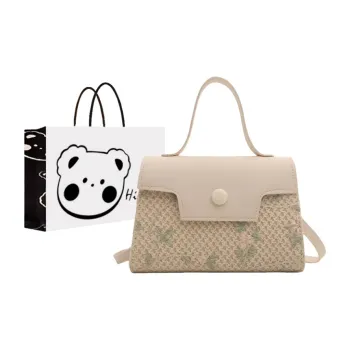 NX DOUGHNUT PU Straw Woven Small Square Bag Small Size Women's