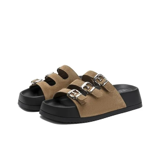 ELLE Slide Slippers Women's Black/Sand/Apricot-17