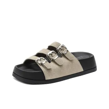 ELLE Slide Slippers Women's Black/Sand/Apricot