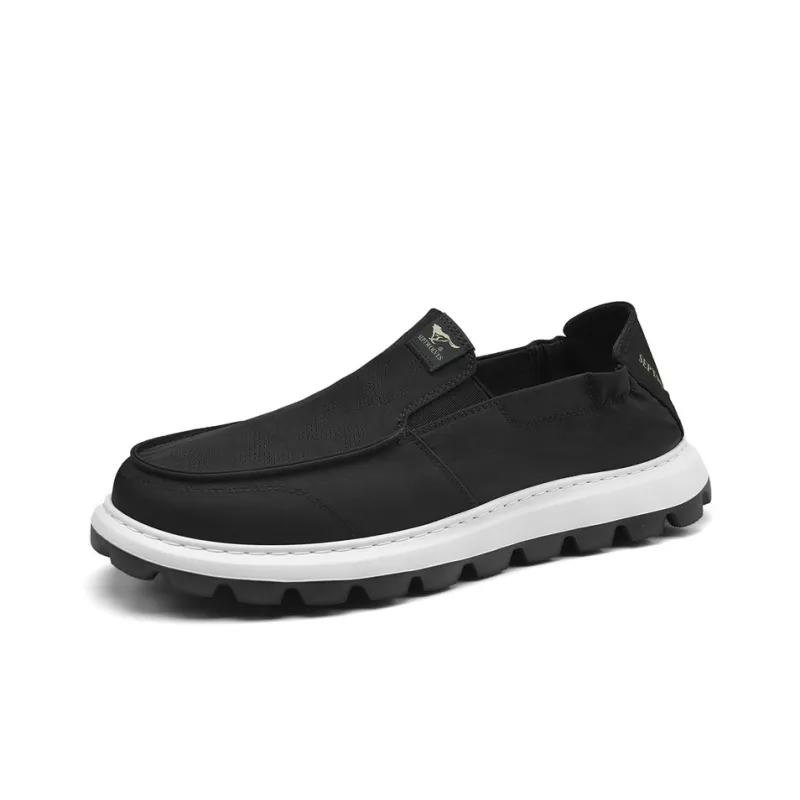 SEPTWOLVES Breathable Lightweight Low-Top Canvas Shoes Men's Black-2