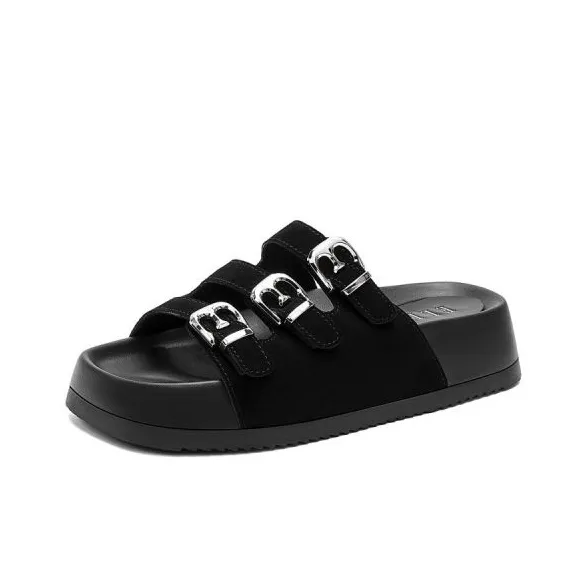 ELLE Slide Slippers Women's Black/Sand/Apricot-8