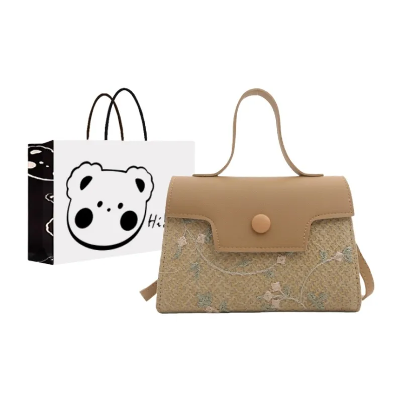 NX DOUGHNUT PU Straw Woven Small Square Bag Trumpets Women's-1