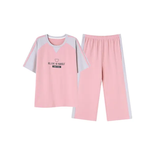 CAIHENGTONG Pajama Set Women's Pink Gray