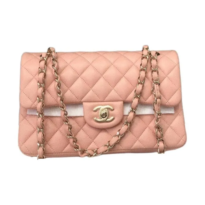 CHANEL Classic Flap CF Sheepskin Flap Bag, Shoulder Bag, Crossbody Bag Trumpets Women's Milk Tea Pink-0