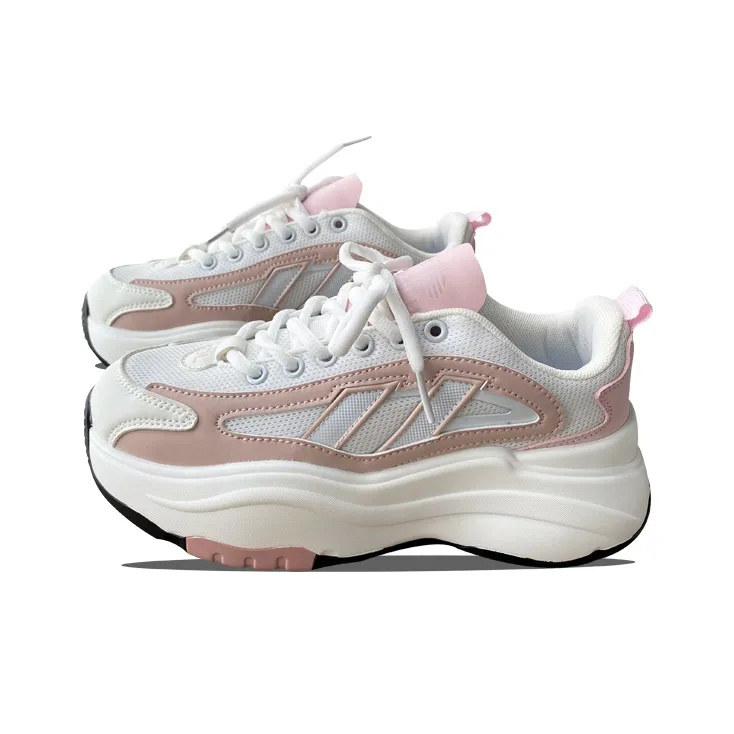 XLAIII Slip-Resistant Breathable Height Increasing Low-Top Chunky Sneakers Unisex White Gray-7