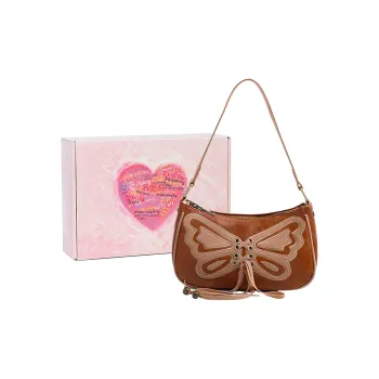 MINLUBAOLUO PU Shoulder Bag Regular Women's Fallen Leaves Brown