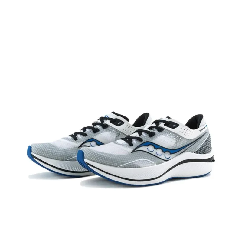 Saucony Low Top Carbon Plate Training Running Shoes Unisex White Blue-3