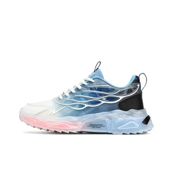 Binary Cushioning Anti-Slip Wear-Resistant Breathable Height Increasing Low-Top Running Shoes Men's White Blue