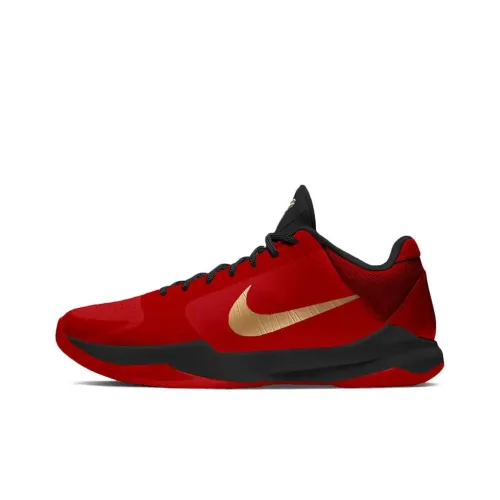 Nike Zoom Kobe 5 Cushioned Slip Resistant Low Top Basketball Shoes Men's Red Black And Gold