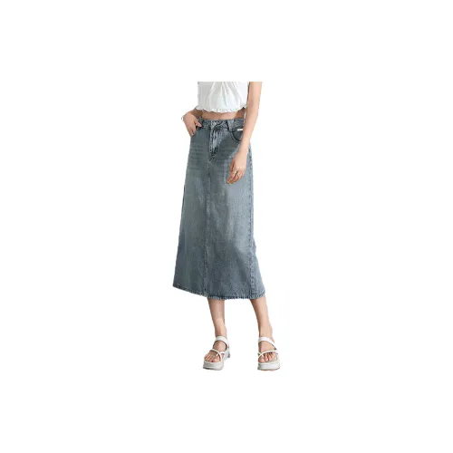 Silly Denim Long Skirts Women's Vintage Blue