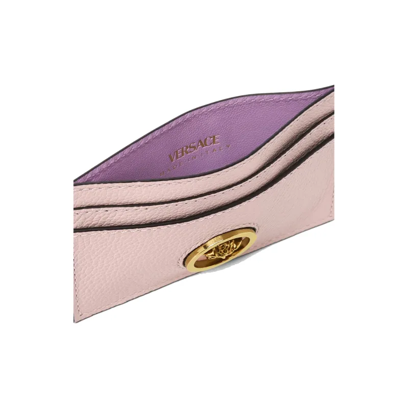 FANSIZHE La Medusa Grain Leather Card Holder Trumpets Women's Light Pink Red-2