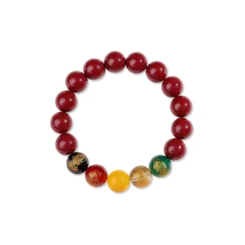 CANHUI Cinnabar Five Gods Of Wealth Beaded Bracelet Unisex