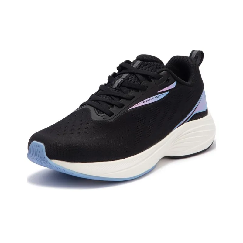 361° Abrasion Resistant Low Top Casual Running Shoes Women's Black Blue-1