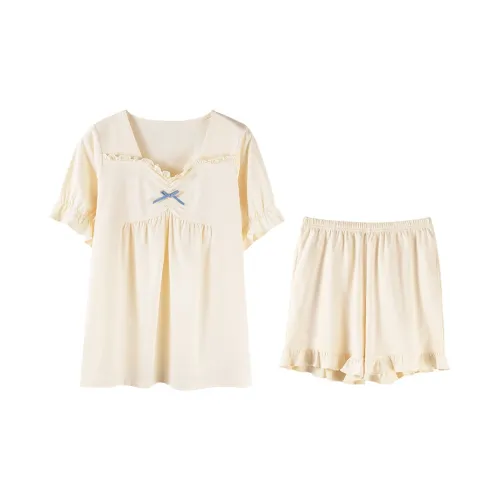 MIIOW Pajama Set Women's Beige Yellow
