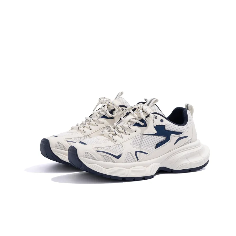 HUANQIU Anti Slip And Wear Resistant Balance Low Top Chunky Sneakers Men's White Blue-3