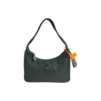 PRADA Re-Edition Recycled Nylon Patchwork Fabric Handbag Shoulder Bag Women's Dark Green
