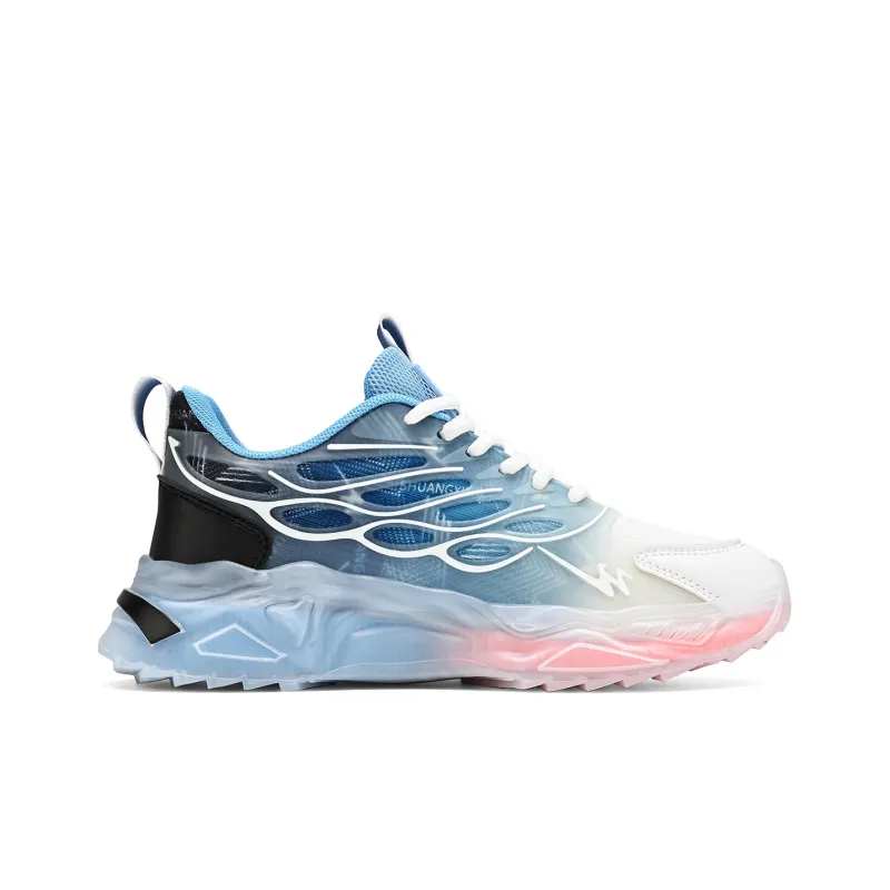 Binary Cushioning Anti Slip Wear Resistant Breathable Height Increasing Low Top Running Shoes Men's White Blue-2