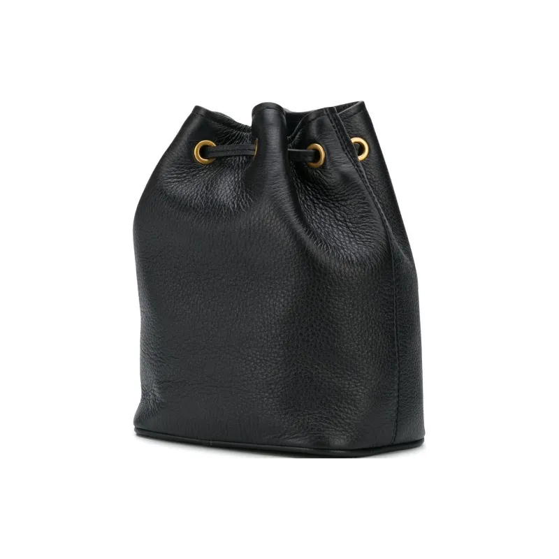 MOSCHINO Leather Bucket Bag, Shoulder Bag, Crossbody Bag Mini Women's Black-3