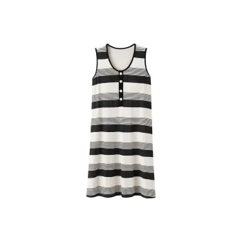 The Story Of The Flower Season Nightgown Women's Black White Stripes