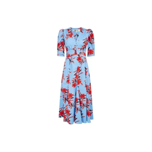 DVF Short-Sleeved Dresses Women's Blue And Red Leucadendron