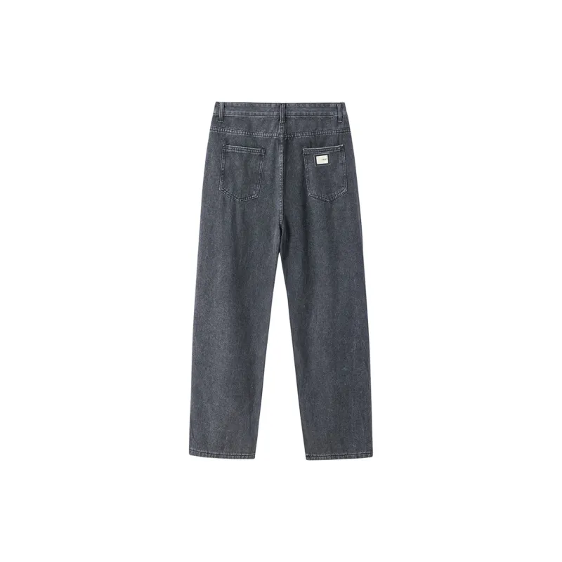 XINGJIZHE Smoke Gray Loose Fit Denim Pants Unisex-1