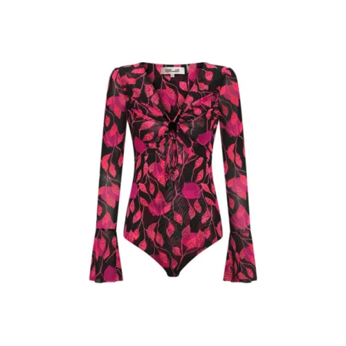 DVF Bodysuits Women's Rose Pink Mini Lantern Flower