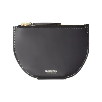 Burberry Olympia Cow Leather Coin Purse Wallet Money Clip Card Holder Unisex Black