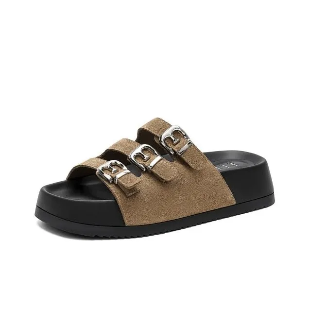 ELLE Slide Slippers Women's Black/Sand/Apricot-16
