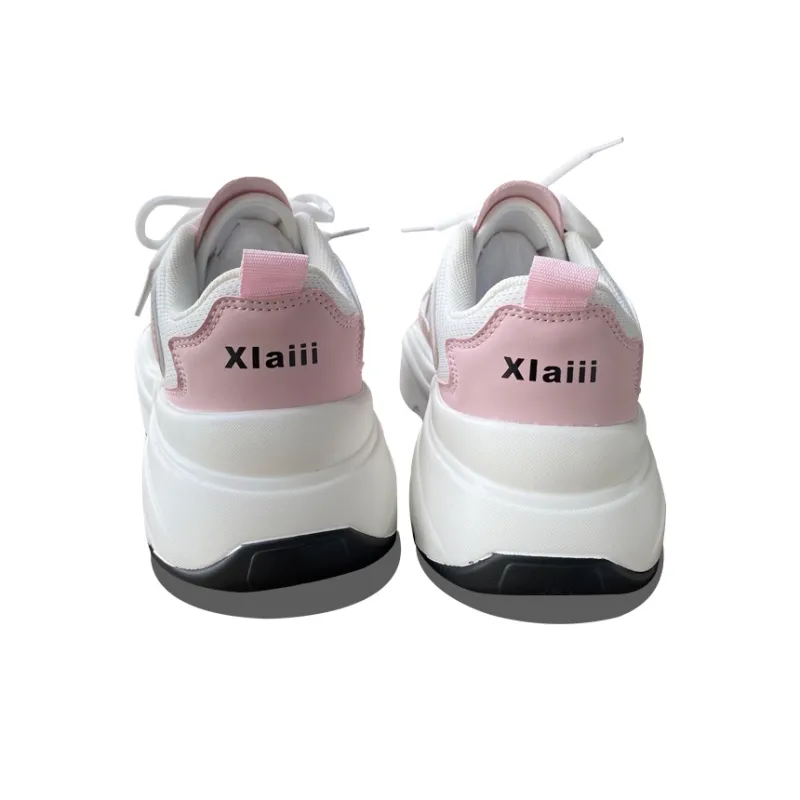 XLAIII Slip-Resistant Breathable Height Increasing Low-Top Chunky Sneakers Unisex White Gray-10