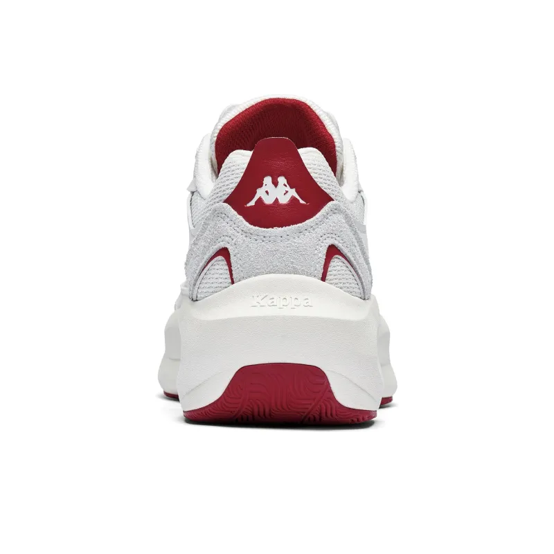 Kappa Abrasion Resistant Slip Resistant Low Top Chunky Sneakers Unisex Winter Day White/Cherry Red-4