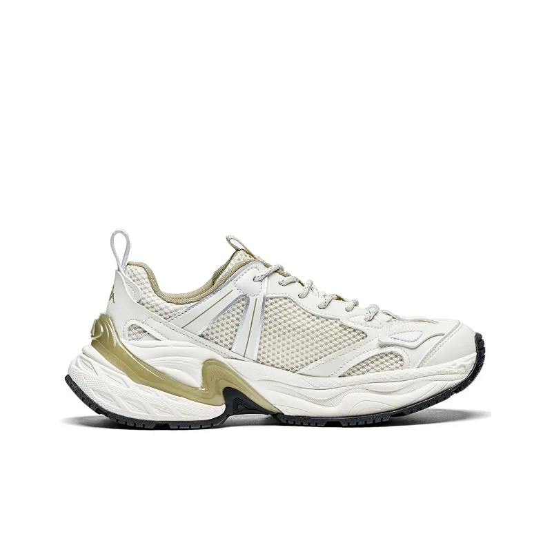Kappa Augustus Slip Resistant, Abrasion Resistant, Breathable Low Top Chunky Sneakers Unisex White Silver-1