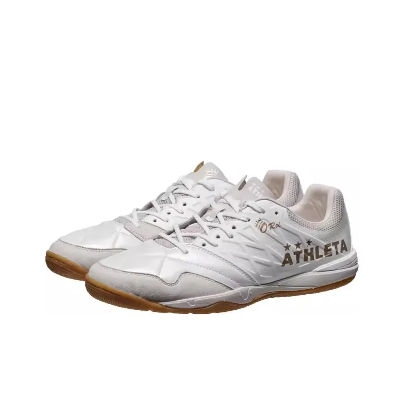 ATHLETA IC/IN Indoor Anti Slip Wear Resistant Soccer Shoes Men's White Gold-2