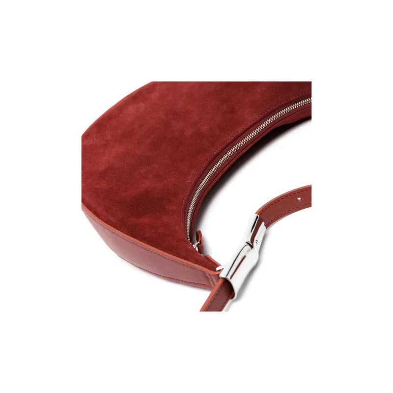 LONGCHAMP Roseau Suede Calfskin Crescent Bag, Handbag, Shoulder Bag Women's Red-2