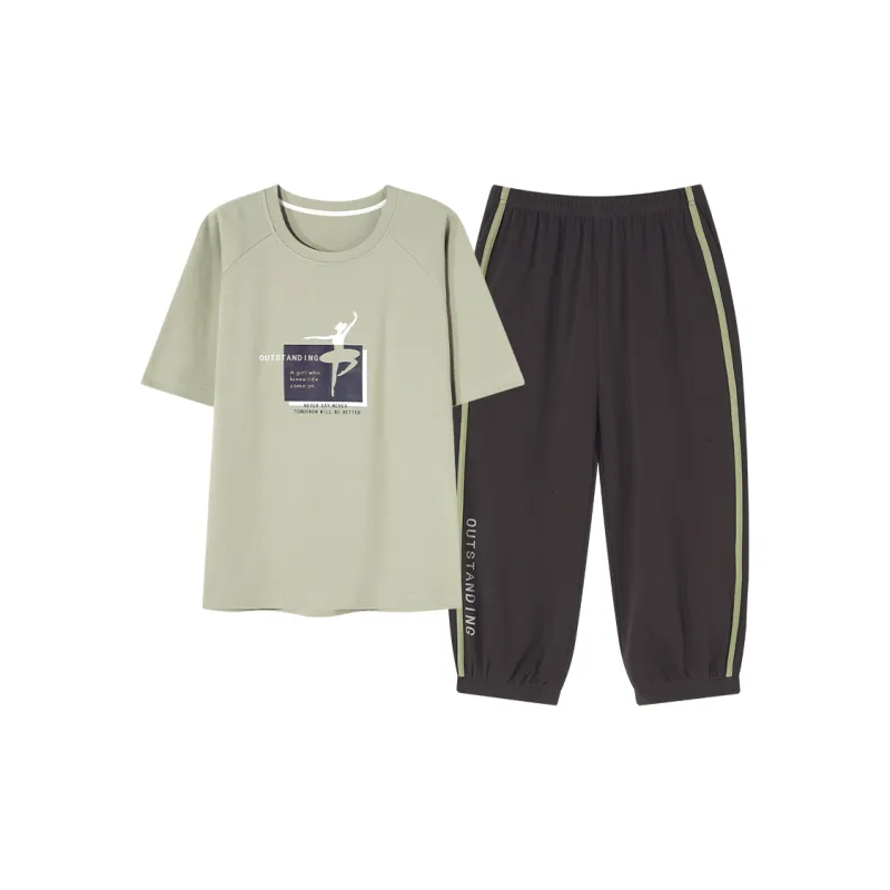 CAIHENGTONG Pajama Set Women's Fruit Green-2