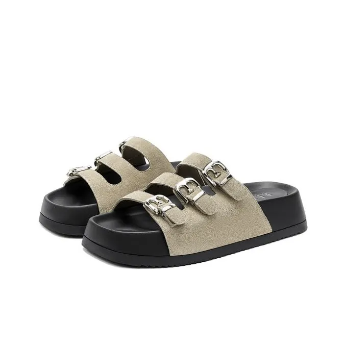 ELLE Slide Slippers Women's Black/Sand/Apricot-1