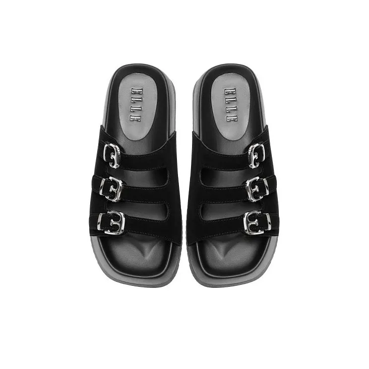 ELLE Slide Slippers Women's Black/Sand/Apricot-11