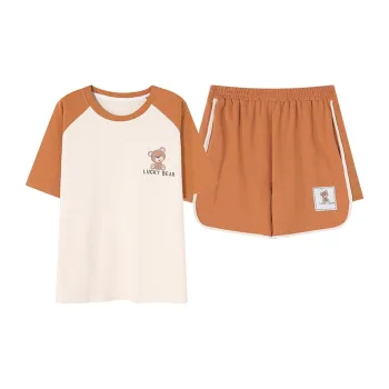 CAIHENGTONG Spring And Summer Pajama Set Women's Apricot-Orange
