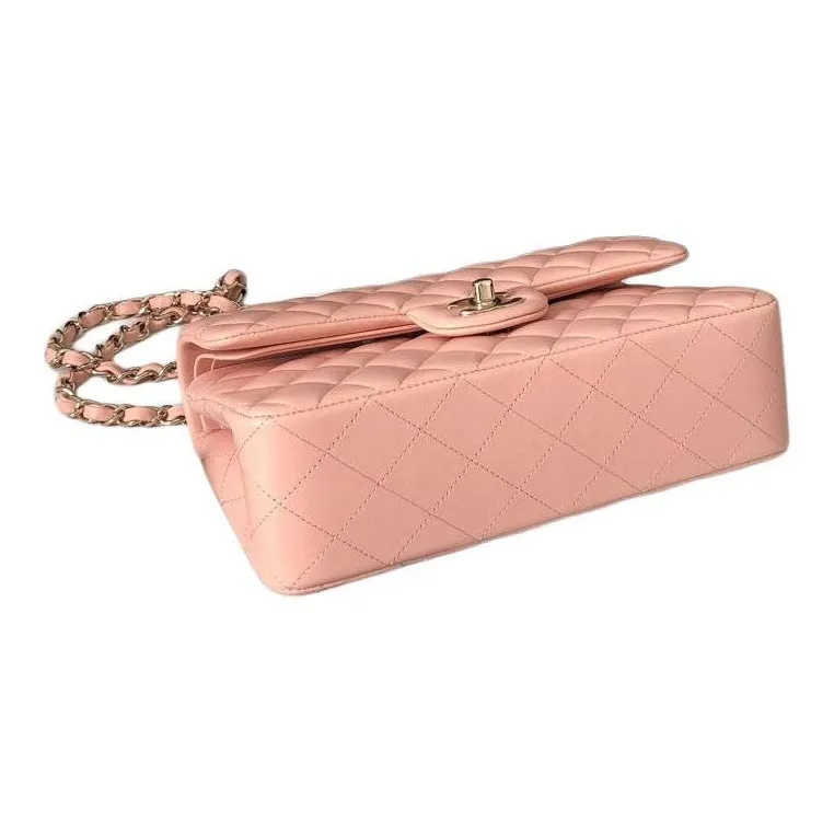 CHANEL Classic Flap CF Sheepskin Flap Bag, Shoulder Bag, Crossbody Bag Trumpets Women's Milk Tea Pink-1