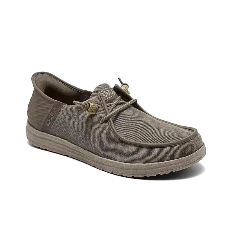 Skechers MENS USA Street Wear Non slip Lightweight Low Top Canvas Shoes Men's Khaki-3
