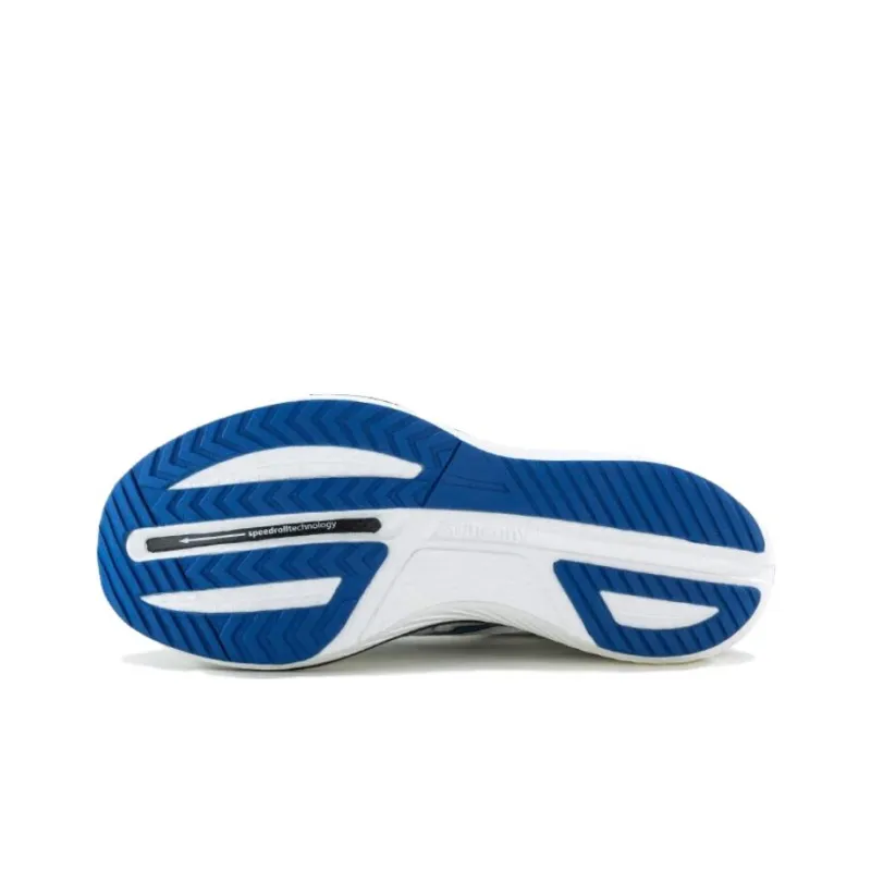 Saucony Low Top Carbon Plate Training Running Shoes Unisex White Blue-4