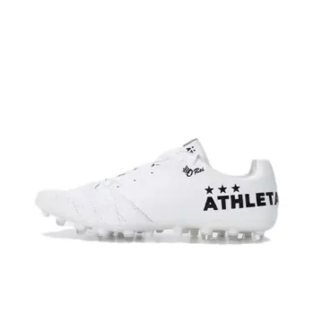 ATHLETA FG Rubber Long Studs Natural Ground Anti Slip Wear Resistant Soccer Shoes Men's White