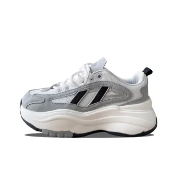 XLAIII Slip-Resistant Breathable Height Increasing Low-Top Chunky Sneakers Unisex White Gray