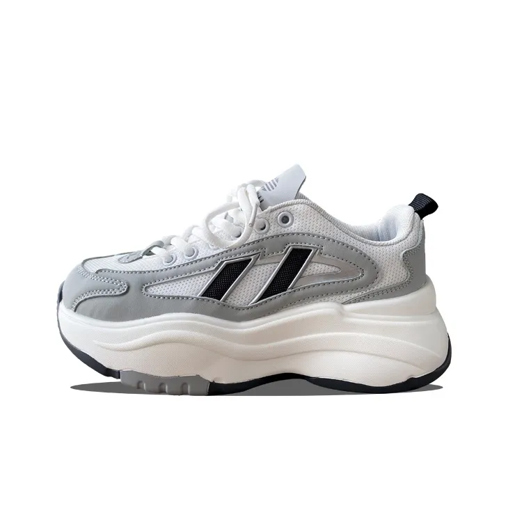 XLAIII Slip-Resistant Breathable Height Increasing Low-Top Chunky Sneakers Unisex White Gray-0