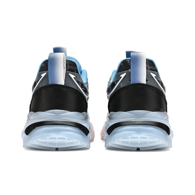Binary Cushioning Anti Slip Wear Resistant Breathable Height Increasing Low Top Running Shoes Men's White Blue-4