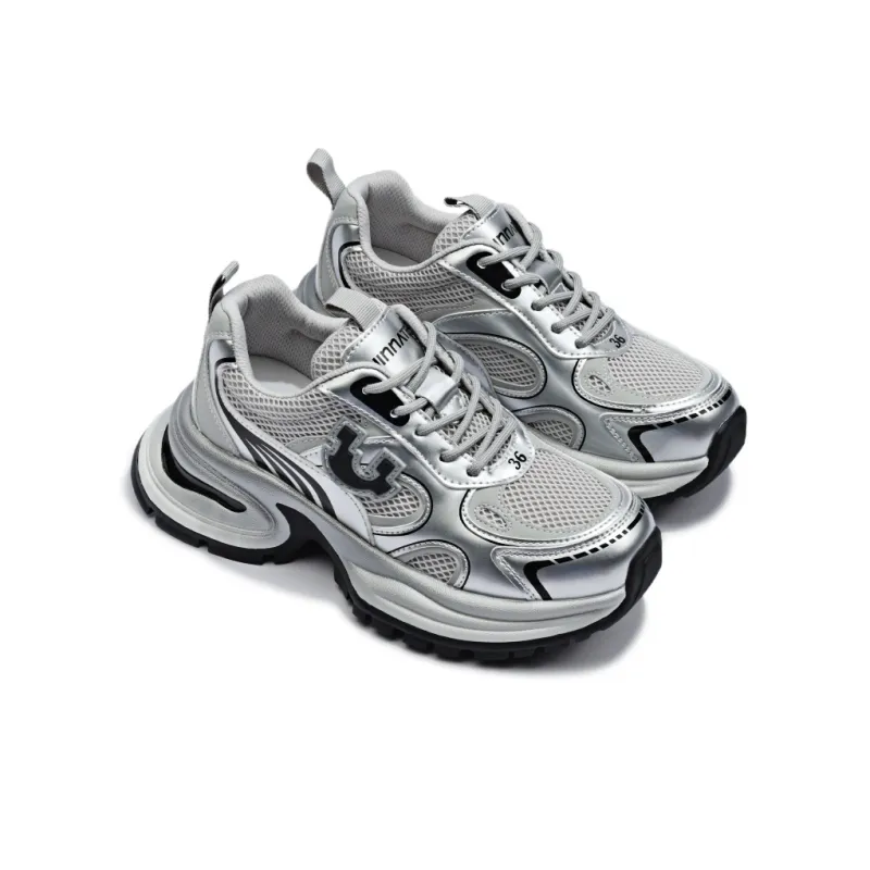 Uinnate Breathable Height Increasing Low-Top Chunky Sneakers Women's-4