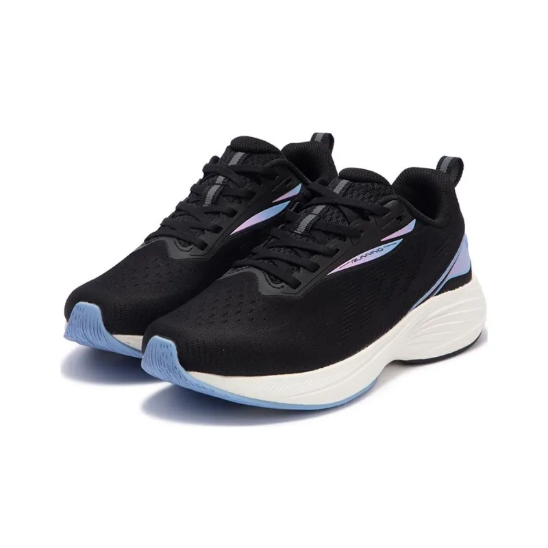 361° Abrasion Resistant Low Top Casual Running Shoes Women's Black Blue-2