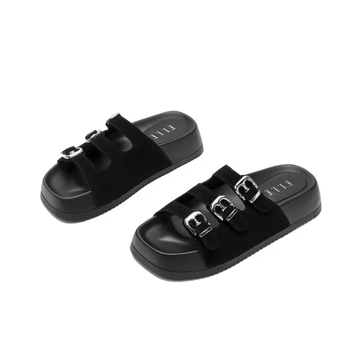 ELLE Slide Slippers Women's Black/Sand/Apricot-10