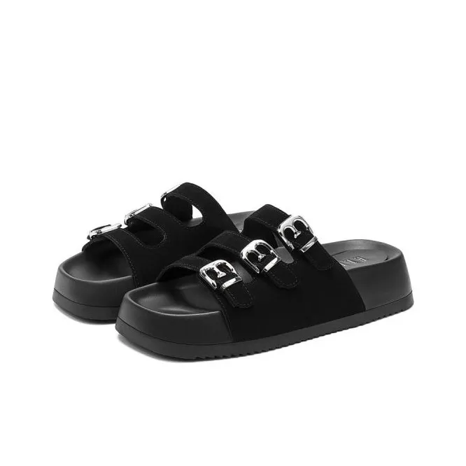 ELLE Slide Slippers Women's Black/Sand/Apricot-9
