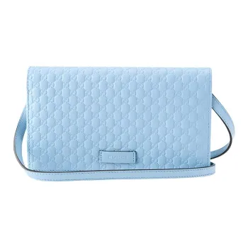 GUCCI Cow Leather Crossbody Bag Shoulder Bag Women's Sky Blue